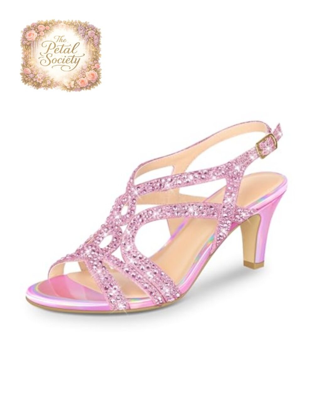 Glitter Slingback High Heel Sandals Rhinestone Open Toe Dress Pumps